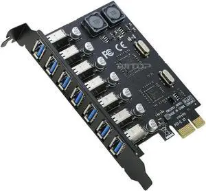 PCIe USB 3.0 Card 7 Port, PCI-e Express x1 to 7 Port USB3.0 Expansion Controller Card Adapter, NEC Chipset, No Need Power Supply PCIe USB 3.0 Card 7 Port, PCI-e Express x1 to 7 Port USB3.0 Expansion Controller Card Adapter, NEC Chipset, No Need Power Supply