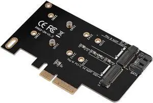 Aomoproing 2 Ports NGFF M.2 B + M Key To PCI-E 4X 3.0 Adapter Card SSD To PCI Express Card