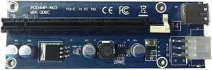 PCIe Riser Card PCI-E Express 1x to 16x Extender Riser Card with SATA 15Pin-6Pin Power Cable 60cm USB3.0 cable for BTC Mining