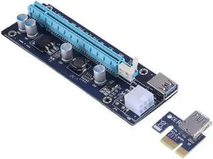 PCI-E Express 1x to 16x Extender Riser Card Adapter SATA 15Pin-6Pin Power Cable USB 3.0 Extension Cable for BTC Miner