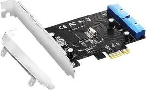 Aomoproing Super Speed PCI Express to Dual 20 Pin USB 3.0 Controller Card PCI-E X1 to 2 Ports USB 3.0 Header With Low Profile Bracket