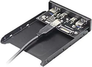 Dual 5Gb/s USB 3.1 Type-C & USB 3.0 Computer 3.5 inch Floppy Bay Front Panel 4 Ports USB Hub, USB3 19Pin to 2x USB 3.0 USB-C + 2x Type A Splitter Adapter