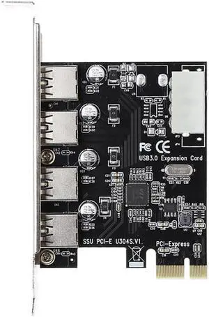 Aomoproing Aneew 4 Port USB 3.0 to PCI-E PCIe Expansion Card PCI Express 1x Adapter Card USB3.0 Hub Controller