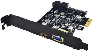 PCI E Card USB 3.0 PCI E Expansion Card Adapter External USB3.0 Port + 2.4A Fast Charge Internal 19pin Header SATA Power
