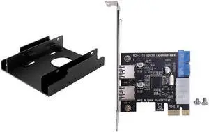 Aomoproing USB 3.0 Pci-E Expansion Card Adapter 2 Port Power Connector With 3.5 Inch To 2.5 Inch SSD/HDD Drive Adapter Bracket