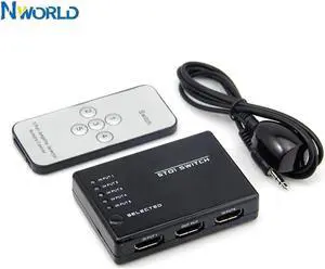 5 in 1 Out Splitter 5 Port 1080P HDMI-compatible Switch Switcher Selector with IR Remote Hot Sale KVW Switches