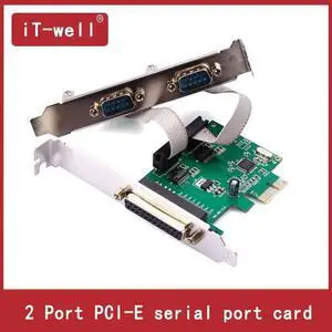 2 Port PCI-E serial port card DB25 Printer Parallel Port LPT to PCI-E PCI Express Card Adapter Converter WCH382 Chip DB9 DB25