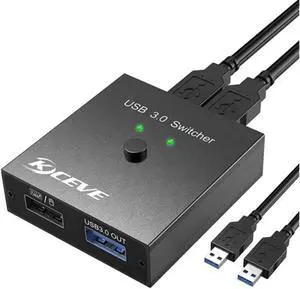 USB 3.0 Switch Selector, 2 in 2 Out USB Switcher for 2 Computers Share 2 USB Devices, Mouse, Keyboard, Scanner, Printer, 2 x USB 3.0 Cables Included