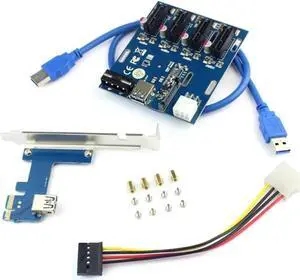 PCI-E 1 To 4 PCI Express 1X Slots Riser Card Mini ITX To External 4 PCI-E Slot Adapter PCI-E Port Mining Multiplier Card