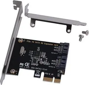 Aomoproing 1 Set PCIe PCI Express to SATA3.0 2-Port SATA Connectors III 6G Controller Expansion Card Adapter for PCIe 2.0