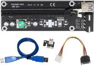 USB3.0 PCI Express Extender Riser Card Adapter Graphics Board 1x to 16x PCI-E SATA 15pin to 4pin Power Cable for BTC Mining