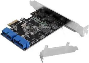 Aomoproing 2 Port 19Pin USB 3.0 Card PCI-e to PCI Express for Internal 20Pin for Male Ports Adapter #H029#