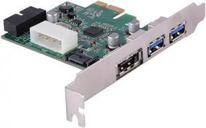 Aomoproing PCIe to Dual USB 3.0 & 1 Port Power eSATA Expansion Card Hub Controller Adapter with Internal 19-Pin Connector For Desktop PC