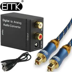 Digital to Analog Audio Converter Optical Fiber Coaxial RCA Toslink Signal to Analog Audio TV Converter Adapter for DVD
