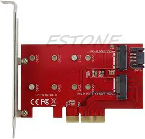 Aomoproing 6.0Gb/s 2 Port NGFF M.2 B + M Key to PCI-E 4X Lane Adapter Converter Card