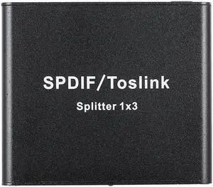 SPDIF/TosLink Digital Optical Audio Splitter 1x3 Optical Splitter Adapter 1 in to 3 Out with Power Adapter LPCM2.0/DTS/Dolby-AC3