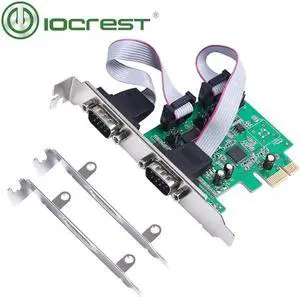 IOCREST PCI Express 2 Ports Serial rs232 com db9 controller card PCI-e 1.0 x 1 dual port I/O adapter converter Asix 99100 chip