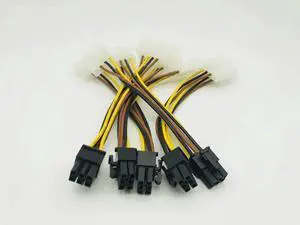 5PCS PCI E 6Pin Female to Molex 4pin x2 Splitter SATA Power Cable Power PCI Express Extension Cables 15CM for BTC Miner Mining