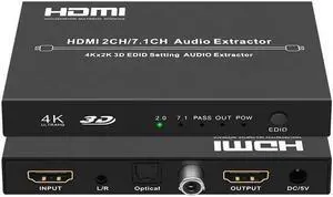 4K@30HZ HDMI Audio Extractor Splitter HDMI 2CH/7.1 CH Audio Output 3D EDID Digital / Analog Audio Extraction