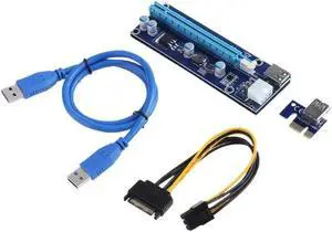 Riser Card PCI-E Express Riser Card 1x to 16x Video Card Extender Cable Adapter With 6Pin Power Cable for Bitcoin Mining