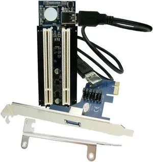 PCI-E PCI Express X1 to Dual PCI Riser x16 Extend Adapter Card Add On Cards with 50CM USB 3.0 Cable For PCI Card