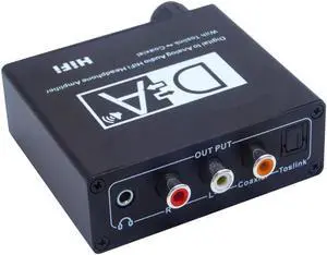 Digital to Analog Audio Converter HiFi Headphone Amplifier With Toslink to Coaxial 2RCA 3.5mm Jack Stereo Audio Output Adapter