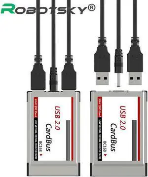 Aomoproing 1PCS USB 2.0 PCI Express Card Adapter 480Mbps 2 Ports 54mm Slot PCMCIA USB2.0 HUB Hidden Inside Converter For Laptop Notebook