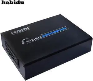 Scart To HDMI Scaler Box SCART to HDMI Video Audio Converter Adapter 720P 1080P For HD TV DVD Box Earphone EU US Adapter