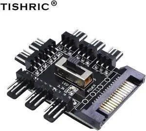 1 to 8 3Pin Fan Hub Pwm Sata Molex Splitter PC Mining Cable 12V Power Suppply Cooler Cooling Speed Controller Adapter