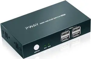 Switch HDMI, UHD 4K @30Hz, HDMI KVM Switch 2 Port with 4 USB 2.0, Support HDMI Switch for 2 Computers Share Keyboard Mouse Printer and one HD Monitor, with 2 HDMI and 2 USB Cables