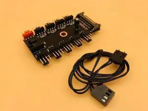 Black 1 to 10 PC Cooler Cooling Fan Splitter Hub Cable Pwm SATA 12V Power Supply Speed Adapter for Computer Miner Mining
