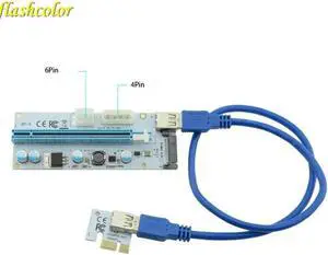 PCIe PCI-E PCI Express Riser Card 1x to 16x USB 3.0 Cable Adapter SATA to 4Pin IDE Molex 6 pin for BTC Miner Machine