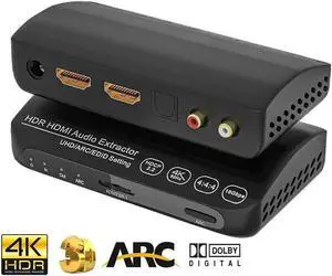 2.0 Audio Extrator 4K 60Hz HDMI Audio Splitter HDR 5.1CH HDMI ARC Converter UHD/ ARC/ EDID Toslink+L/R