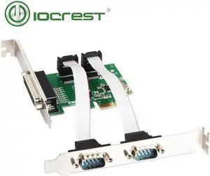 Aomoproing IOCREST PCIe 2 port DB9 Serial RS232 and 1 port DB25 Parallel Printer (LPT1) I/O Controller Card with low profile bracket WCH382