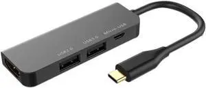 Aomoproing Type-C Docking Station, USB3.0+USB2.0+Micro-USB+HDMI-Compatible Five-In-One Hub for Laptops, Pcs