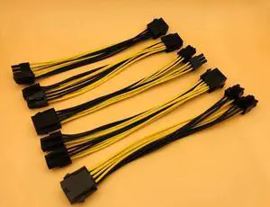 5pcs 8Pin to 2*6 Pin Graphics Card Dual PCI-E PCIe 6Pin Power Splitter Cable Cord Adapter 20cm Cable for Bitcoin Miner Mining