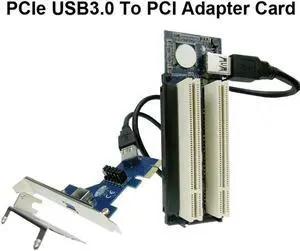 PCI-E PCI Express X1 to Dual PCI Riser Extend Adapter Card Add On Cards with 60CM USB 3.0 Cable For PCI Card