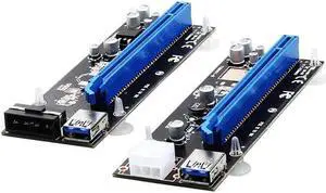 Pci e 1X to 16X Extension Cable Convert Card PCIe Graphics Adapter USB 3.0 Extender Riser Card SATA Power Supply for Mining