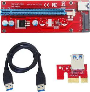 VER007S 0.6M PCI-E 1X to 16X Mini Pcie Riser Card Extender PCI Express Adapter With USB 3.0 Data Cable 15Pin SATA Power Supply