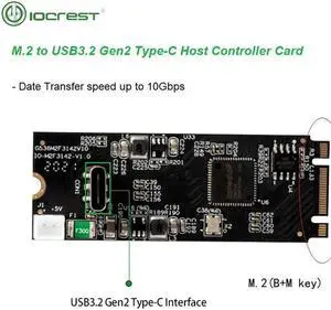 Aomoproing USB 3.2 Gen 2 10 Gbps 1-Port Type-C M.2 22x60 B+M key small size controller card