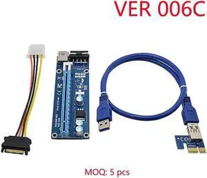 PCIe PCI-E PCI Express Riser Card 1x to 16x USB 3.0 SATA to 6Pin IDE Molex Power Supply for BTC Miner Machine 30cm