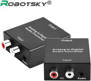 3.5mm Analog To Digital Audio Converter Adapter with Power cable SPDIF Coaxial L/R RCA&Optical Toslink Audio Converter for TV PC