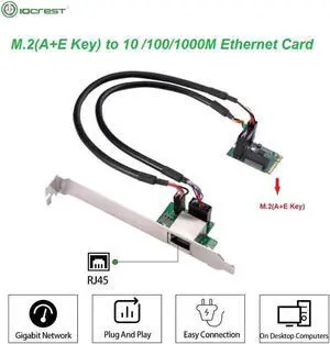 Aomoproing 22x30mm M.2 A Key and E Key to 1 Port 10/100/1000Mbps Gigabit Ethernet NIC Network Card