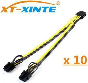 Aomoproing 10PCS CPU 8Pin to Graphics Video Card Double PCI-E PCIe 8Pin (6Pin+2Pin) Power Supply Splitter Cable Cord Famale to Male 15cm