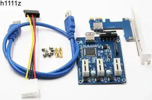 Aomoproing 3 in 1 PCI Express PCI E 1X slots Riser Card PCI-E 1 to 3 Expansion Adapter 2 Layer PCB Board + 60cm USB 3.0 Cable for Mining