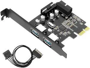 Aomoproing PCIE To USB3 0 Adapter Card 19Pin To USB3 0 Chassis Expansion Card PCI Express 4Pin Ports Power Supply