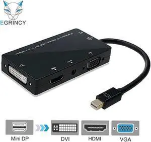 4 In 1 Mini DP To HDMI VGA DVI Audio Adapter Cable DisplayPort Thunderbolt Converter Power For Macbook Air iMac Surface Pro