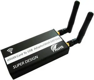 Aomoproing PCI-E Mini PCI-Express to USB Adapter with SIM Card Slot for WWAN/LTE Module with USB Cable and Antennas 1 Set Black