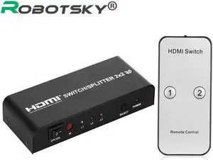 V1.4 Switch 2X2 HDMI Switcher Splitter 2 in 2 out HDMI Switcher Video Audio Converter Adapter 3D 1080P for HDTV PC PS3