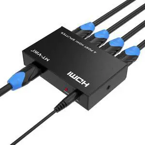 4K HDMI Splitter 1 in 4 Out, MT-ViKI 1x4 Power HDMI Splitter 4 Ports AC Adapter, 4Kx2K@30Hz 3D Full HD Distributor for PS4 HDTV